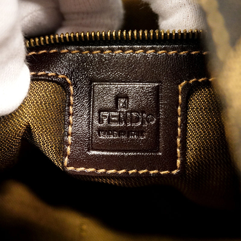 【6id5180】フェンディ ショルダーバッグ ズッカ ナイロンキャンバス ブラウン ゴールド金具【中古】レディース