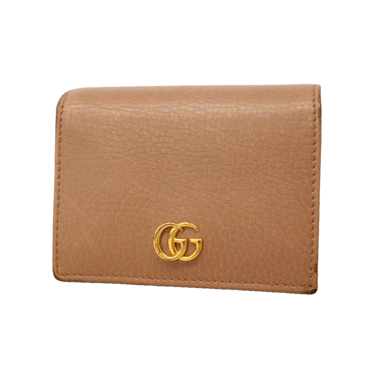 【6id5188】グッチ 財布 GGマーモント 456126 レザー ピンクベージュ ゴールド金具【中古】レディース