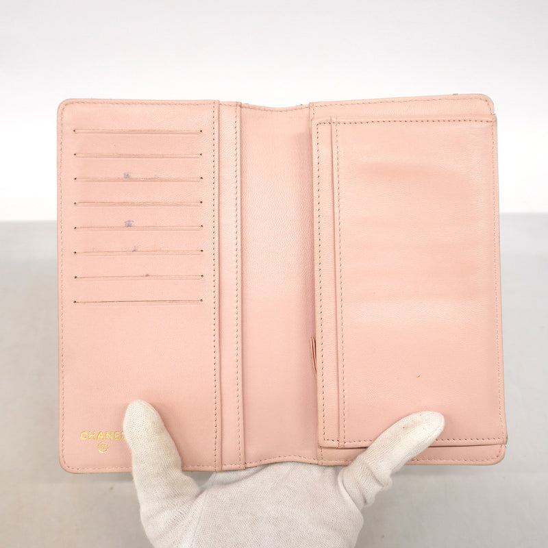 【6id5190】シャネル 長財布 ラムスキン ブラック ゴールド金具【中古】レディース