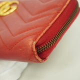 【6id5210】グッチ 長財布 GGマーモント 443123 レザー レッド ゴールド金具【中古】レディース