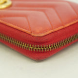 【6id5210】グッチ 長財布 GGマーモント 443123 レザー レッド ゴールド金具【中古】レディース