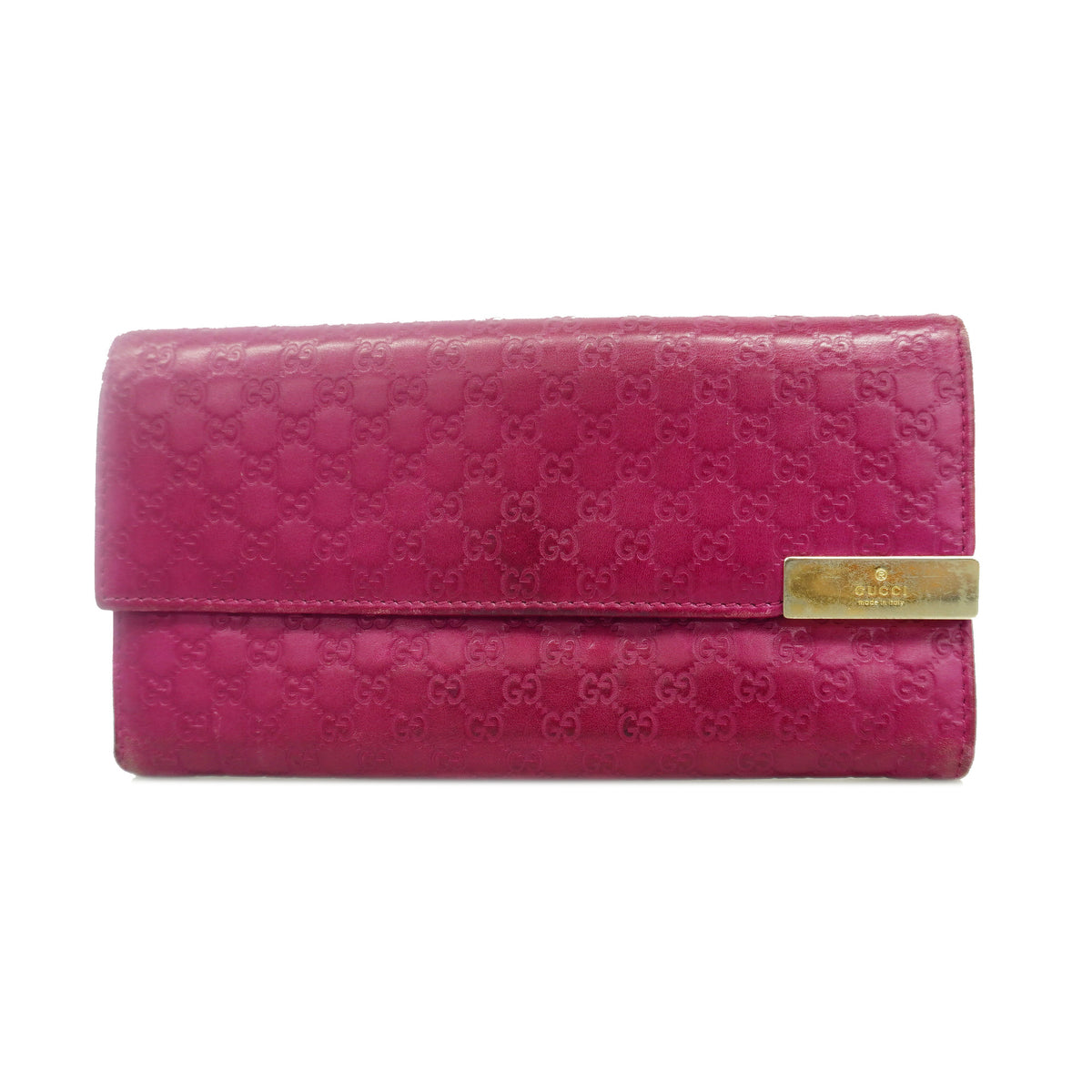 【6id5211】グッチ 長財布 マイクログッチシマ 291099 レザー ピンク シャンパンゴールド金具【中古】レディース