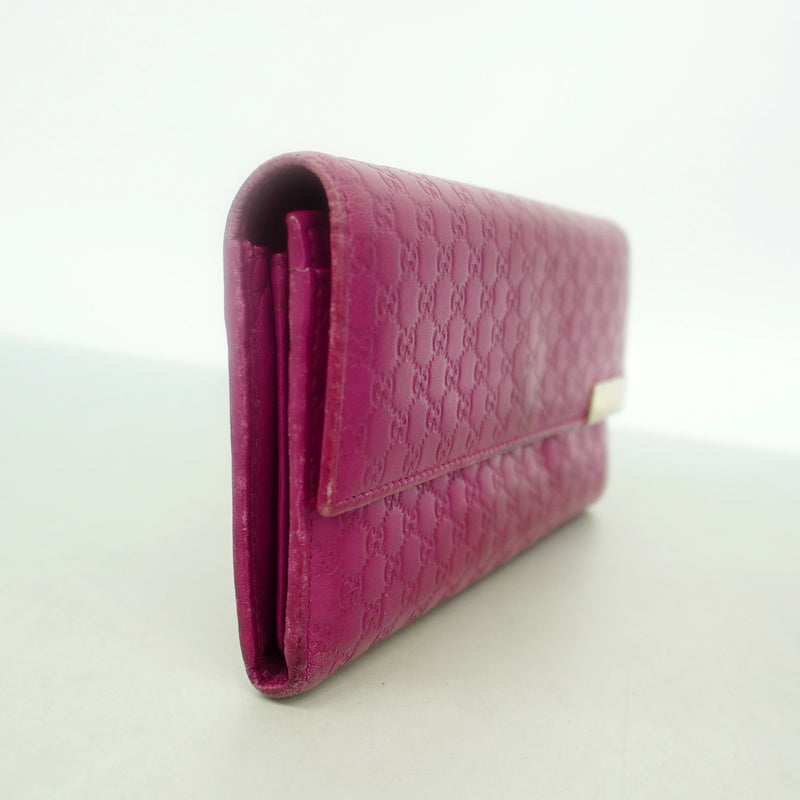 【6id5211】グッチ 長財布 マイクログッチシマ 291099 レザー ピンク シャンパンゴールド金具【中古】レディース