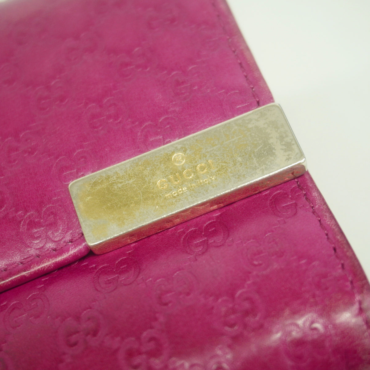 【6id5211】グッチ 長財布 マイクログッチシマ 291099 レザー ピンク シャンパンゴールド金具【中古】レディース