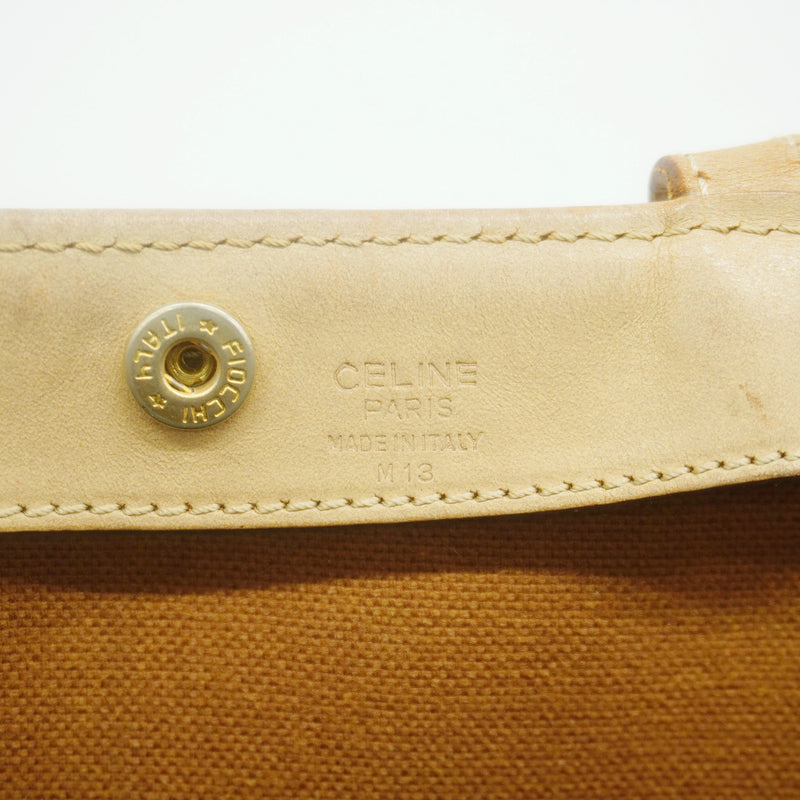 【6id5216】セリーヌ トートバッグ マカダム PVC ブラウン ゴールド金具【中古】レディース