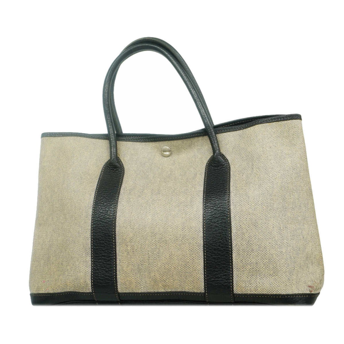 【6id5217】エルメス トートバッグ ガーデンパーティPM トワルアッシュ ブラック シルバー金具 □F刻印【中古】レディース