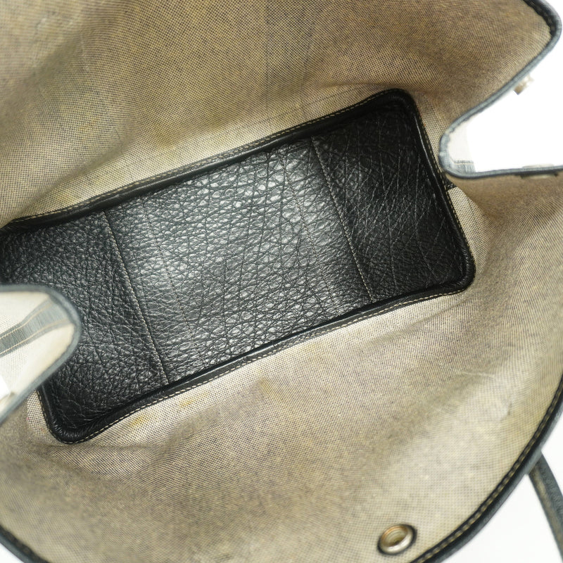 【6id5217】エルメス トートバッグ ガーデンパーティPM トワルアッシュ ブラック シルバー金具 □F刻印【中古】レディース