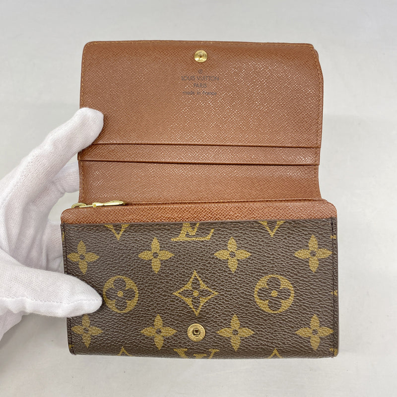 【6id5233】ルイヴィトン 財布 モノグラム ポルトモネビエトレゾール M61730 ブラウン【中古】レディース