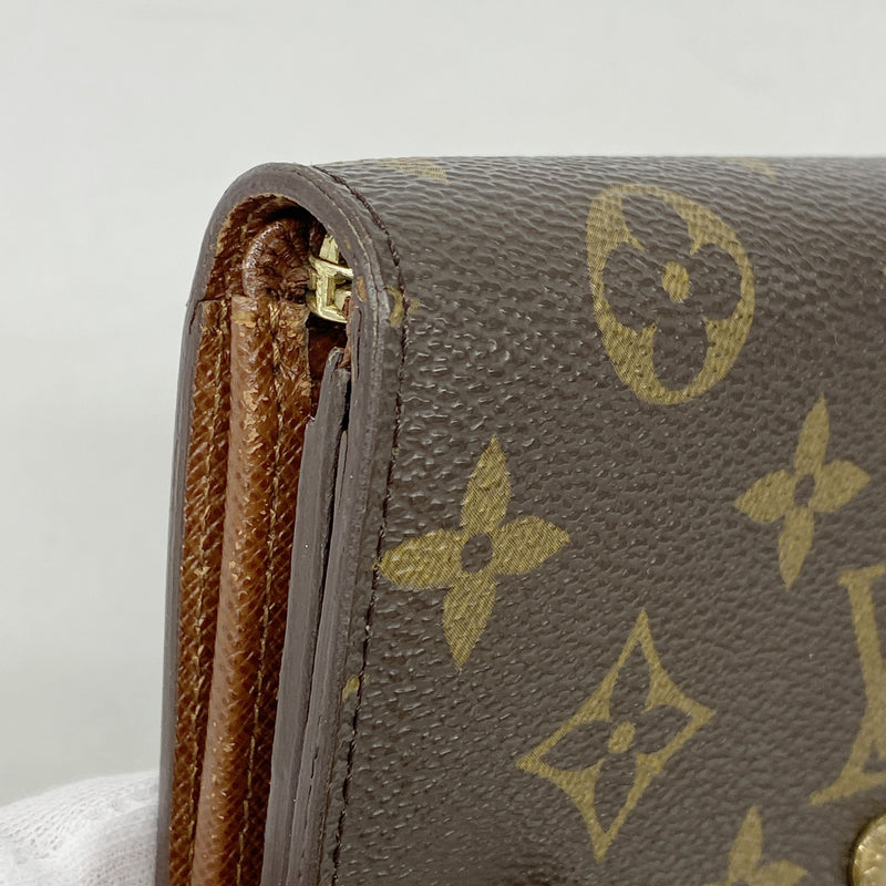 【6id5233】ルイヴィトン 財布 モノグラム ポルトモネビエトレゾール M61730 ブラウン【中古】レディース