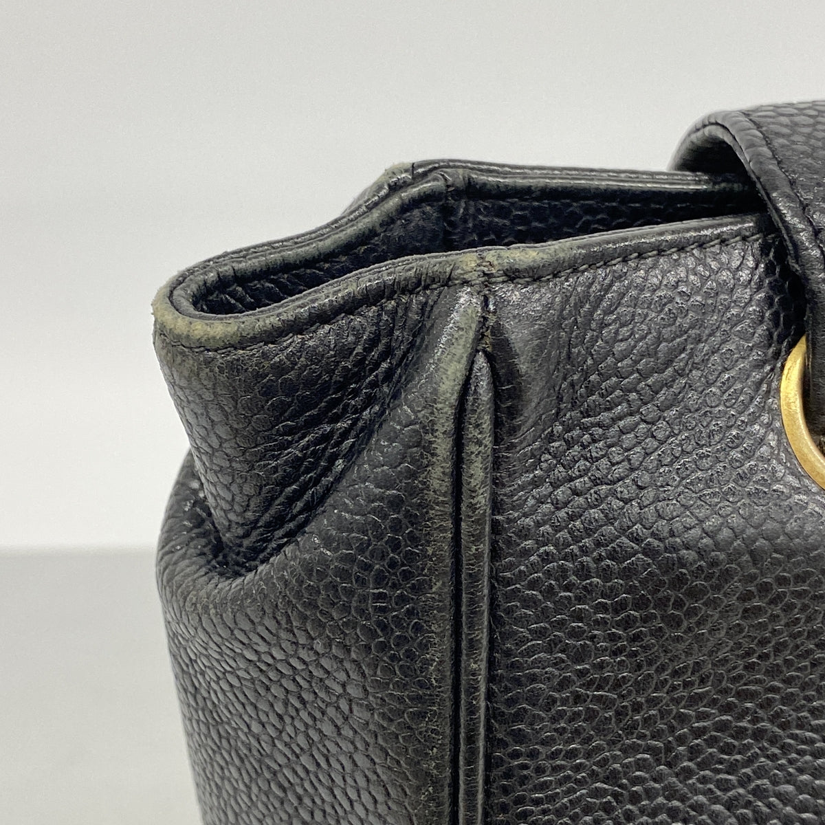 【6id5238】シャネル トートバッグ キャビアスキン ブラック ゴールド金具【中古】レディース