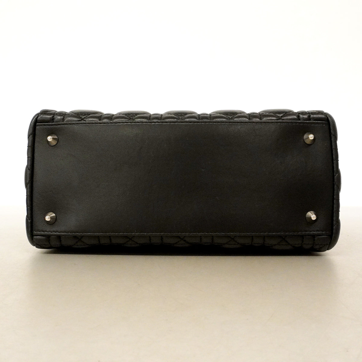 【6id5239】クリスチャンディオール ハンドバッグ カナージュ レディディオール レザー ブラック シルバー金具【中古】レディース