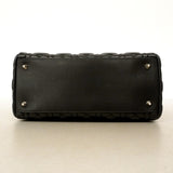 【6id5239】クリスチャンディオール ハンドバッグ カナージュ レディディオール レザー ブラック シルバー金具【中古】レディース