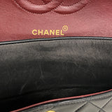 【6id5261】シャネル ショルダーバッグ マトラッセ Wフラップ Wチェーン ラムスキン ブラック ゴールド金具【中古】レディース