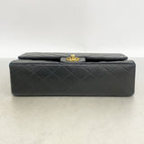【6id5261】シャネル ショルダーバッグ マトラッセ Wフラップ Wチェーン ラムスキン ブラック ゴールド金具【中古】レディース
