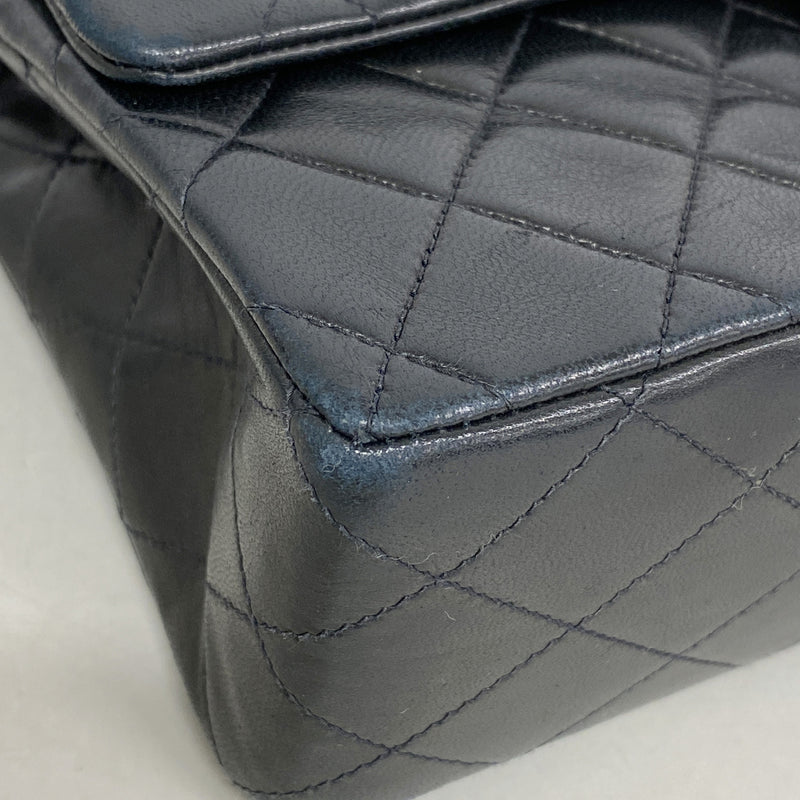 【6id5261】シャネル ショルダーバッグ マトラッセ Wフラップ Wチェーン ラムスキン ブラック ゴールド金具【中古】レディース