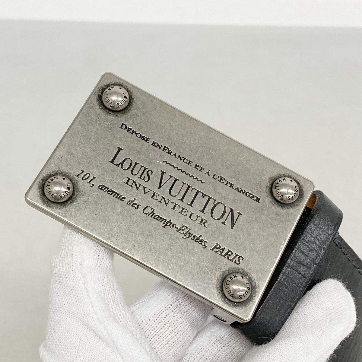 【6id5269】ルイヴィトン ベルト サンチュールアンヴァントゥール M9813 ブラック【中古】メンズ