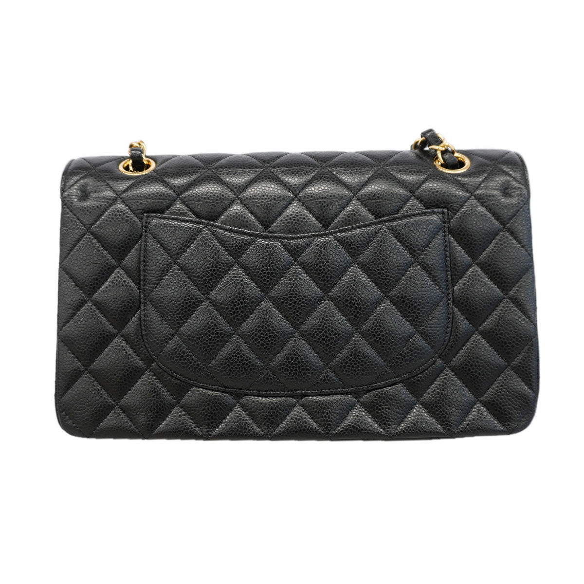 【6id5274】シャネル ショルダーバッグ マトラッセ Wフラップ Wチェーン キャビアスキン ブラック ゴールド金具【中古】レディース