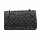 【6id5274】シャネル ショルダーバッグ マトラッセ Wフラップ Wチェーン キャビアスキン ブラック ゴールド金具【中古】レディース