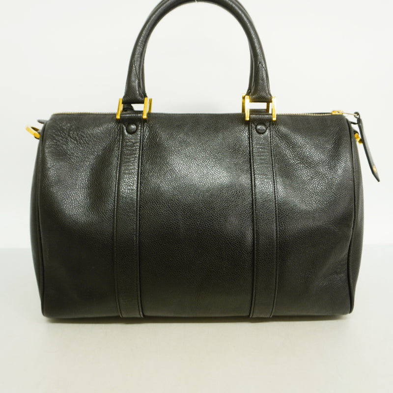 【6id5293】シャネル ボストンバッグ キャビアスキン ブラック ゴールド金具【中古】メンズ レディース ユニセックス