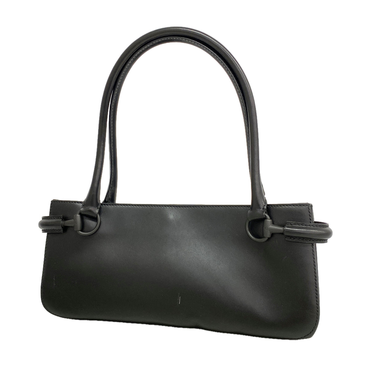 【6id5296】グッチ ショルダーバッグ ホースビット 101345 レザー ブラック シルバー金具【中古】
