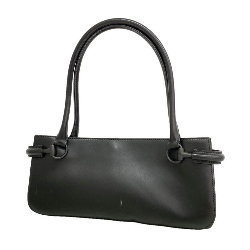 【6id5296】グッチ ショルダーバッグ ホースビット 101345 レザー ブラック シルバー金具【中古】