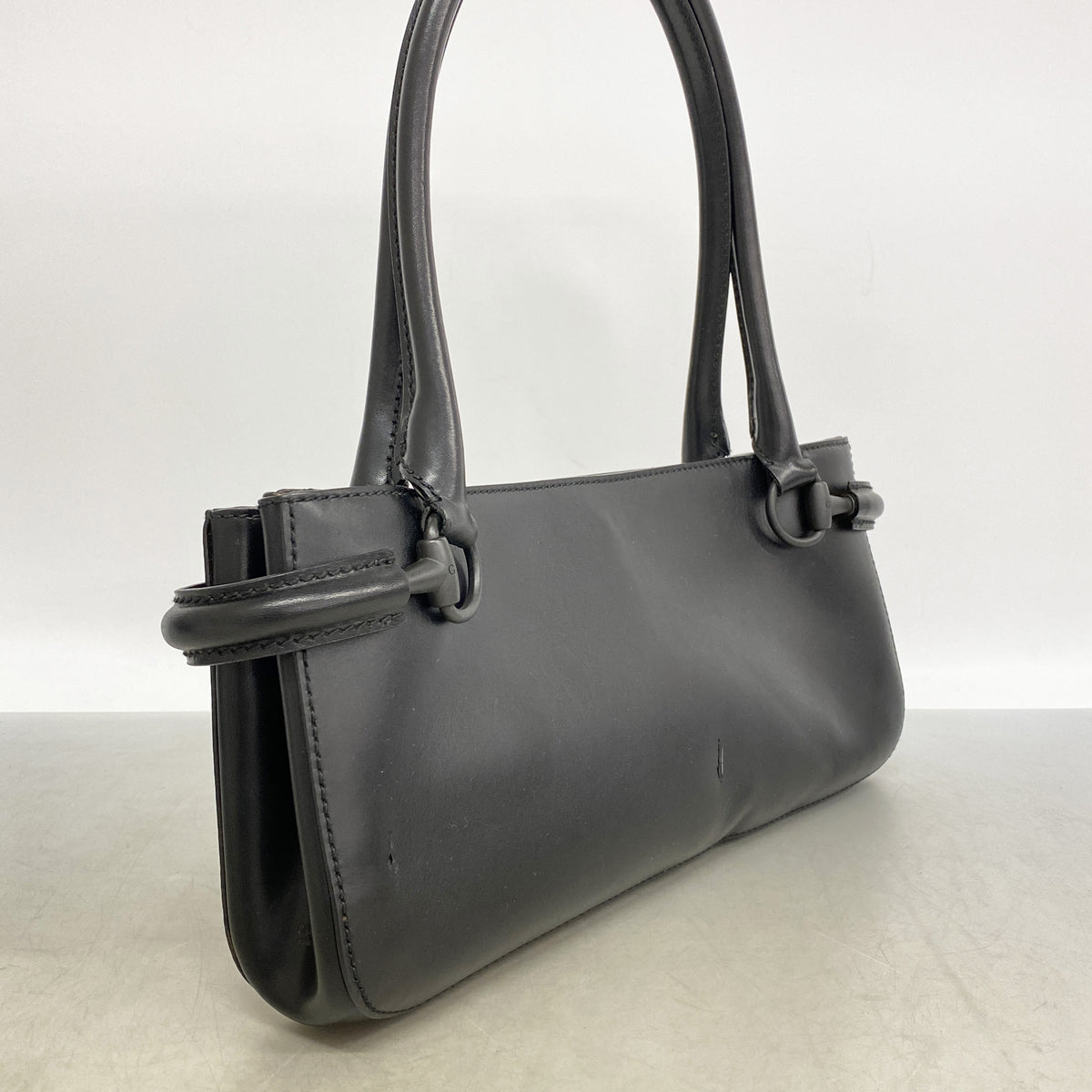 【6id5296】グッチ ショルダーバッグ ホースビット 101345 レザー ブラック シルバー金具【中古】