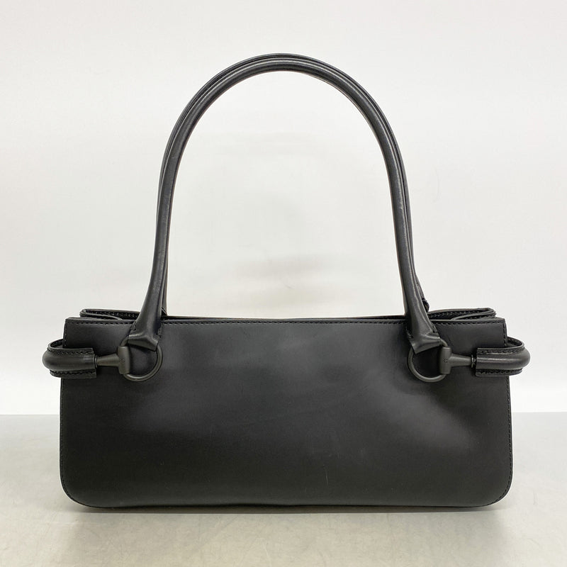 【6id5296】グッチ ショルダーバッグ ホースビット 101345 レザー ブラック シルバー金具【中古】