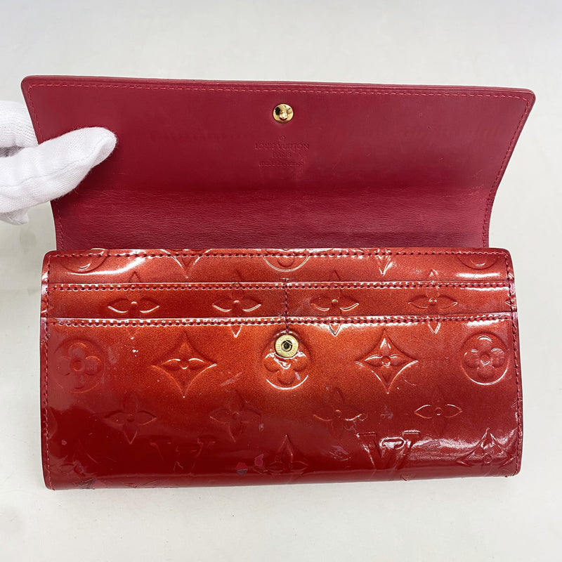 【6id5312】ルイヴィトン 長財布 ヴェルニ ポルトフォイユサラ M93530 ポムダムール【中古】レディース