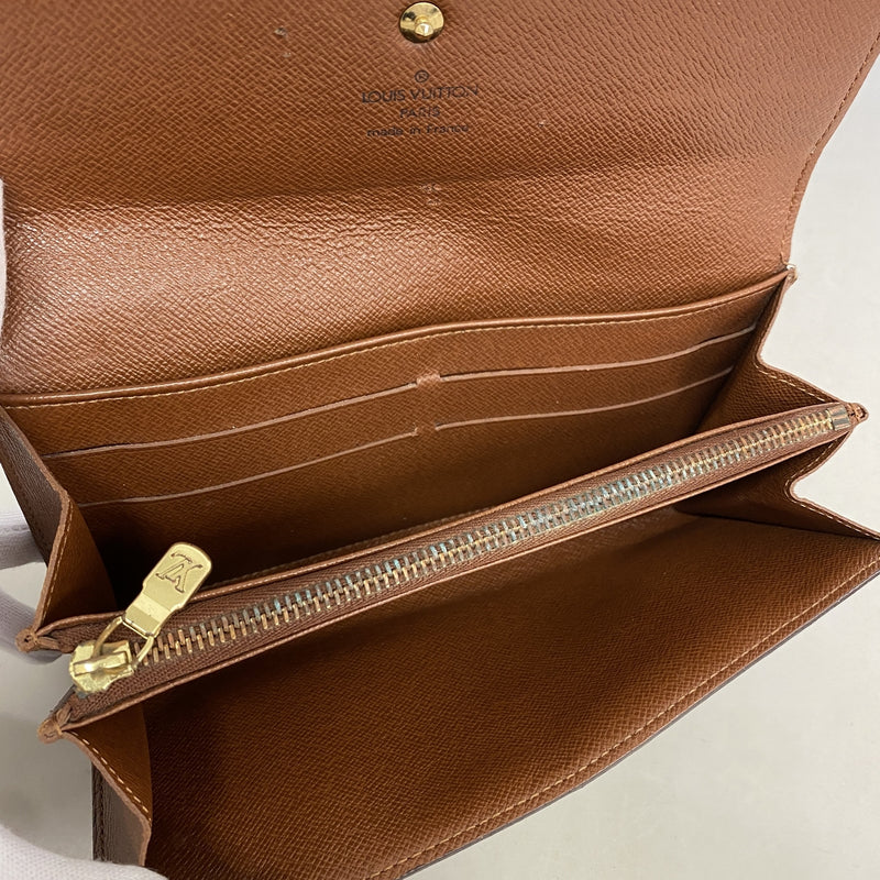 【6id5313】ルイヴィトン 長財布 モノグラム ポシェットポルトモネクレディ M61726 ブラウン【中古】レディース