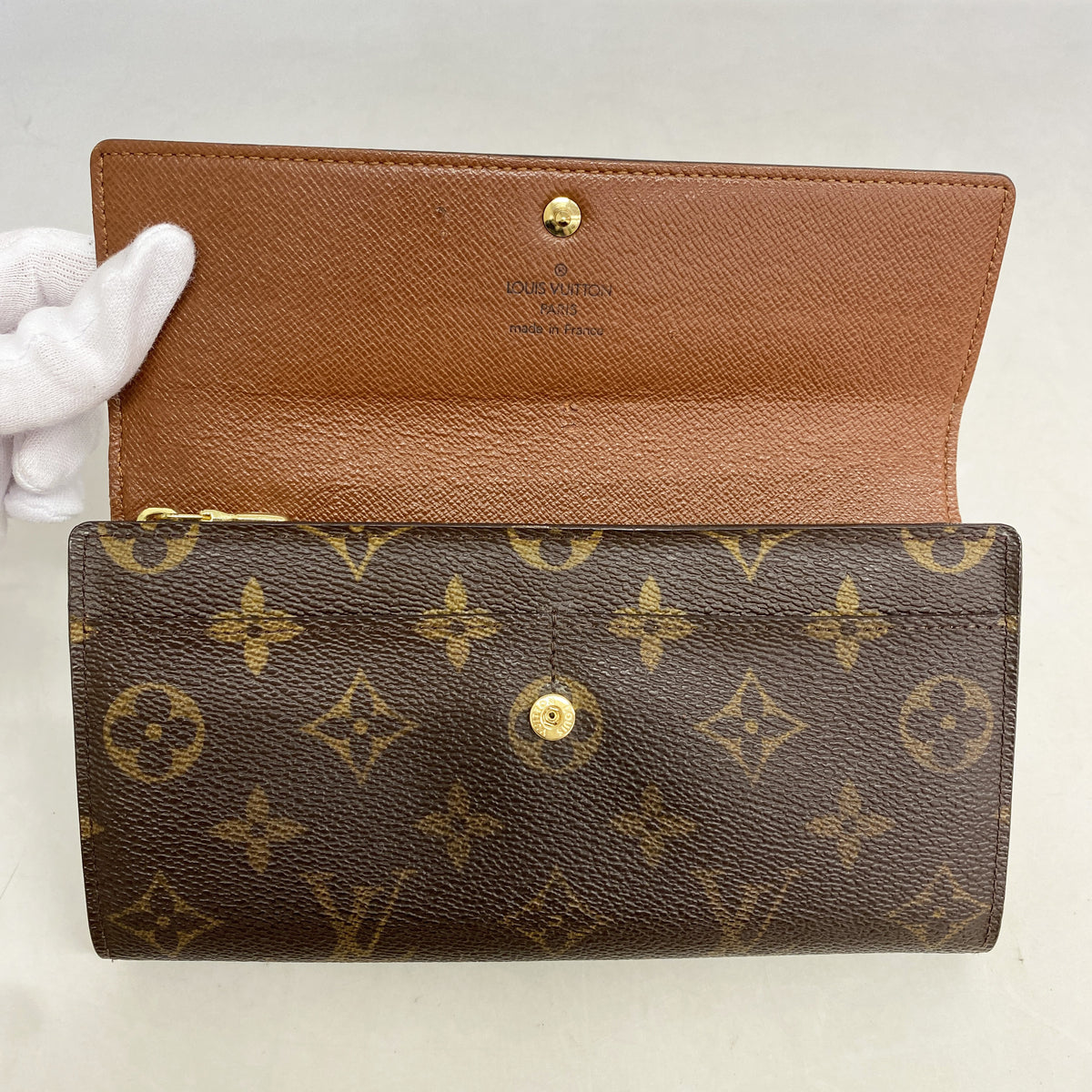 【6id5313】ルイヴィトン 長財布 モノグラム ポシェットポルトモネクレディ M61726 ブラウン【中古】レディース