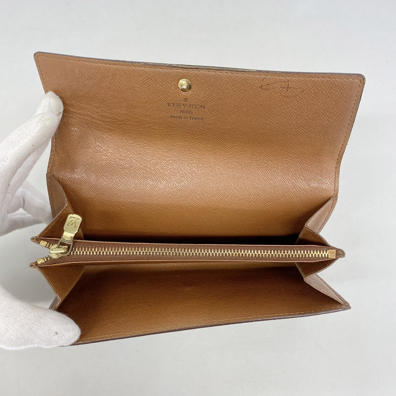 【6id5322】ルイヴィトン 長財布 モノグラム ポシェットポルトモネクレディ M61725 ブラウン【中古】レディース
