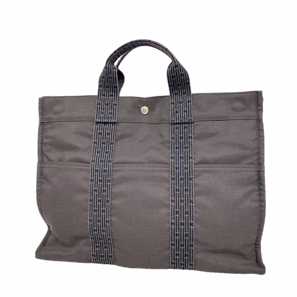 【6id5335】エルメス トートバッグ エールラインMM ナイロン グレー シルバー金具【中古】メンズ レディース ユニセックス