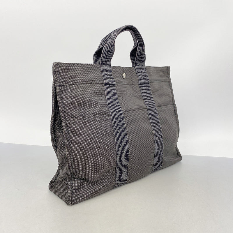 【6id5335】エルメス トートバッグ エールラインMM ナイロン グレー シルバー金具【中古】メンズ レディース ユニセックス
