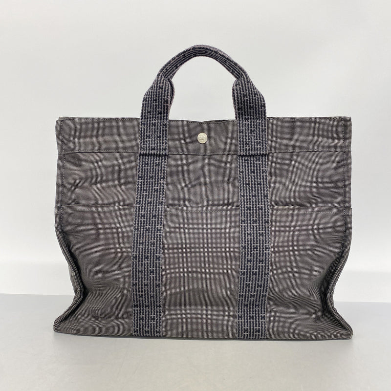 【6id5335】エルメス トートバッグ エールラインMM ナイロン グレー シルバー金具【中古】メンズ レディース ユニセックス