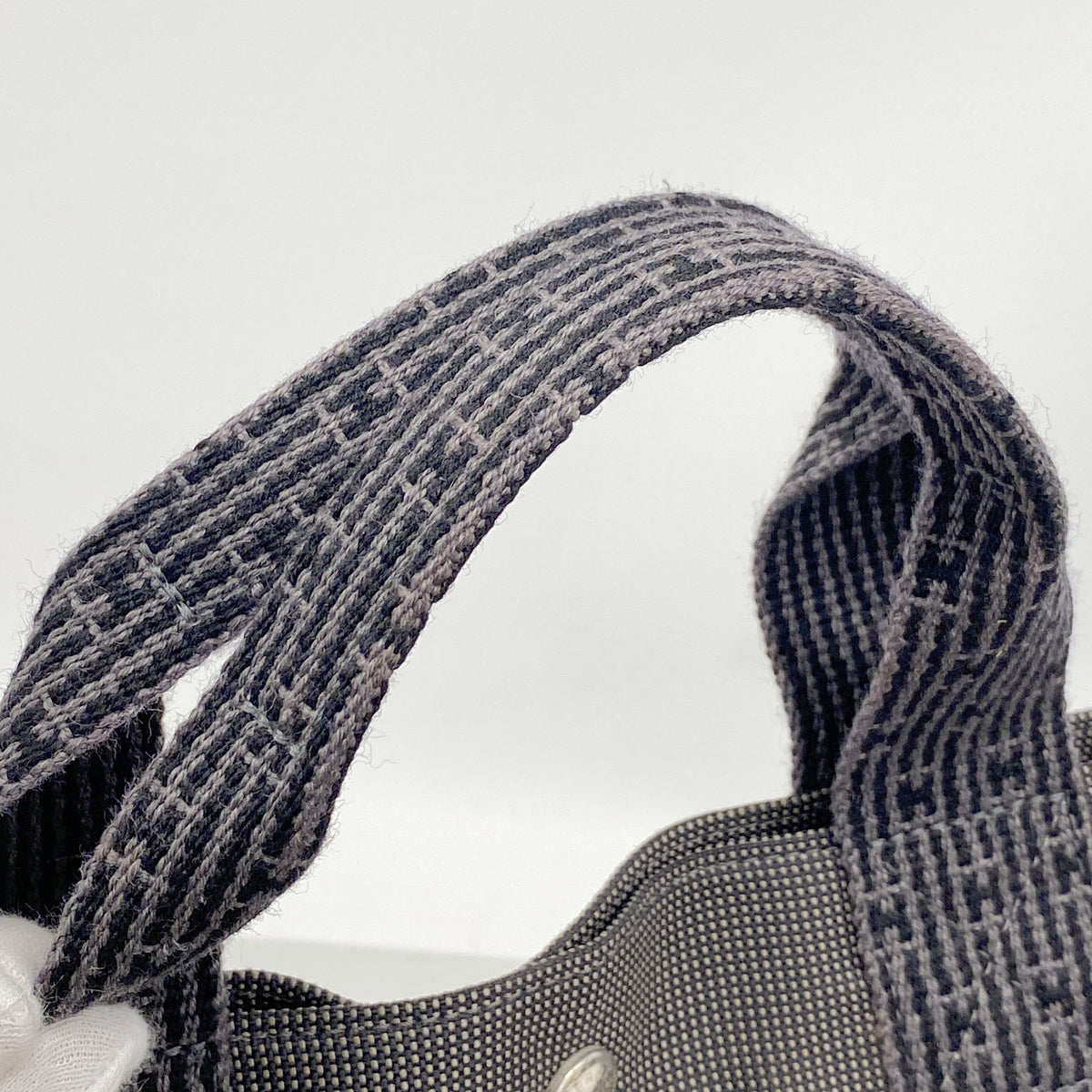 【6id5335】エルメス トートバッグ エールラインMM ナイロン グレー シルバー金具【中古】メンズ レディース ユニセックス