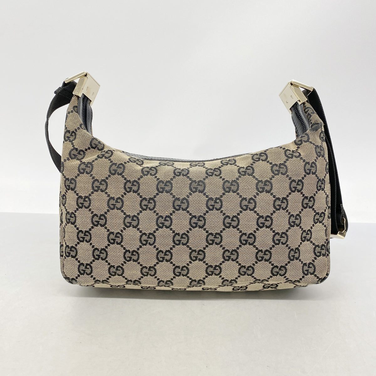【6id5336】グッチ ショルダーバッグ GGキャンバス 019 0433 キャンバス ブラウン ブラック ゴールド金具【中古】レディース
