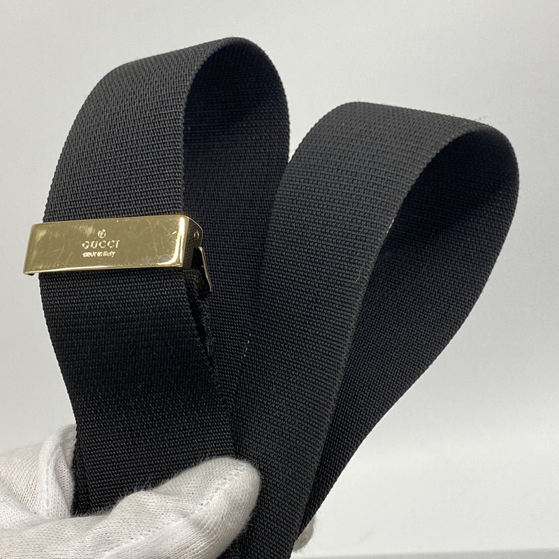 【6id5336】グッチ ショルダーバッグ GGキャンバス 019 0433 キャンバス ブラウン ブラック ゴールド金具【中古】レディース