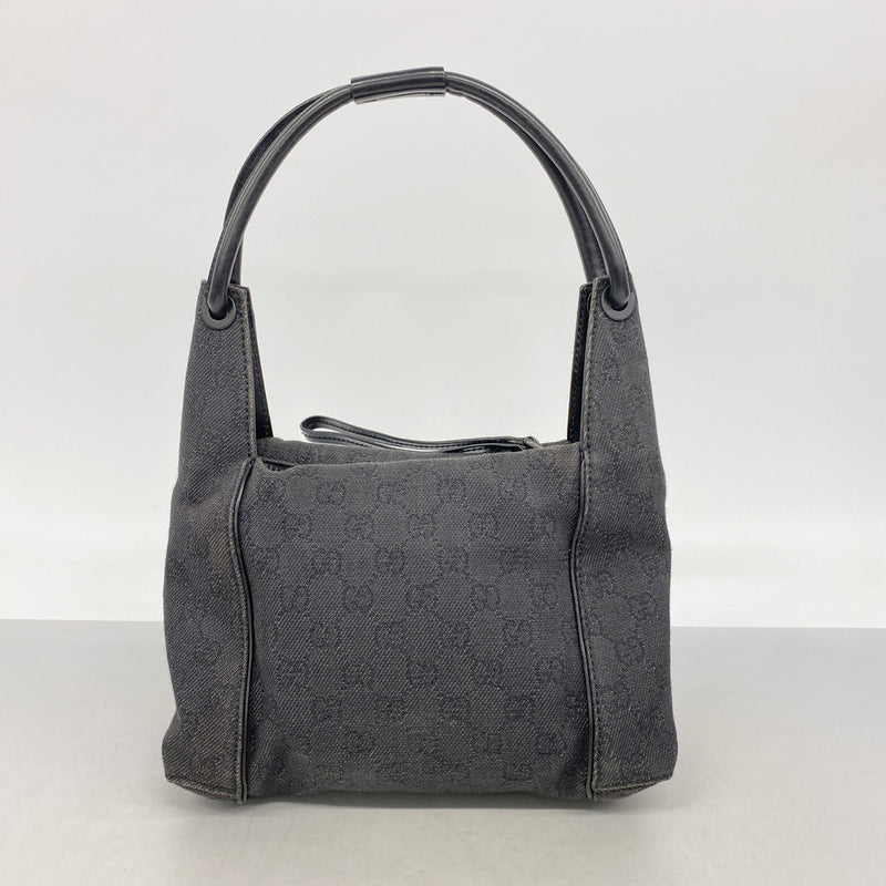 【6id5339】グッチ ハンドバッグ 101333 デニム ブラック シルバー金具【中古】レディース