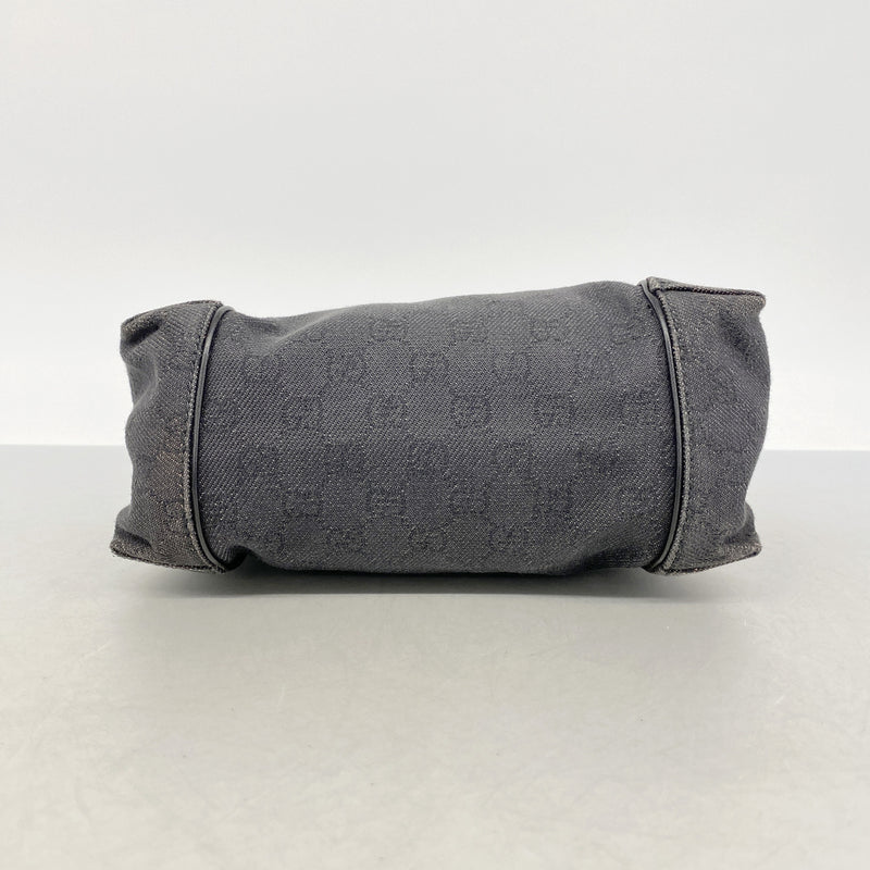 【6id5339】グッチ ハンドバッグ 101333 デニム ブラック シルバー金具【中古】レディース