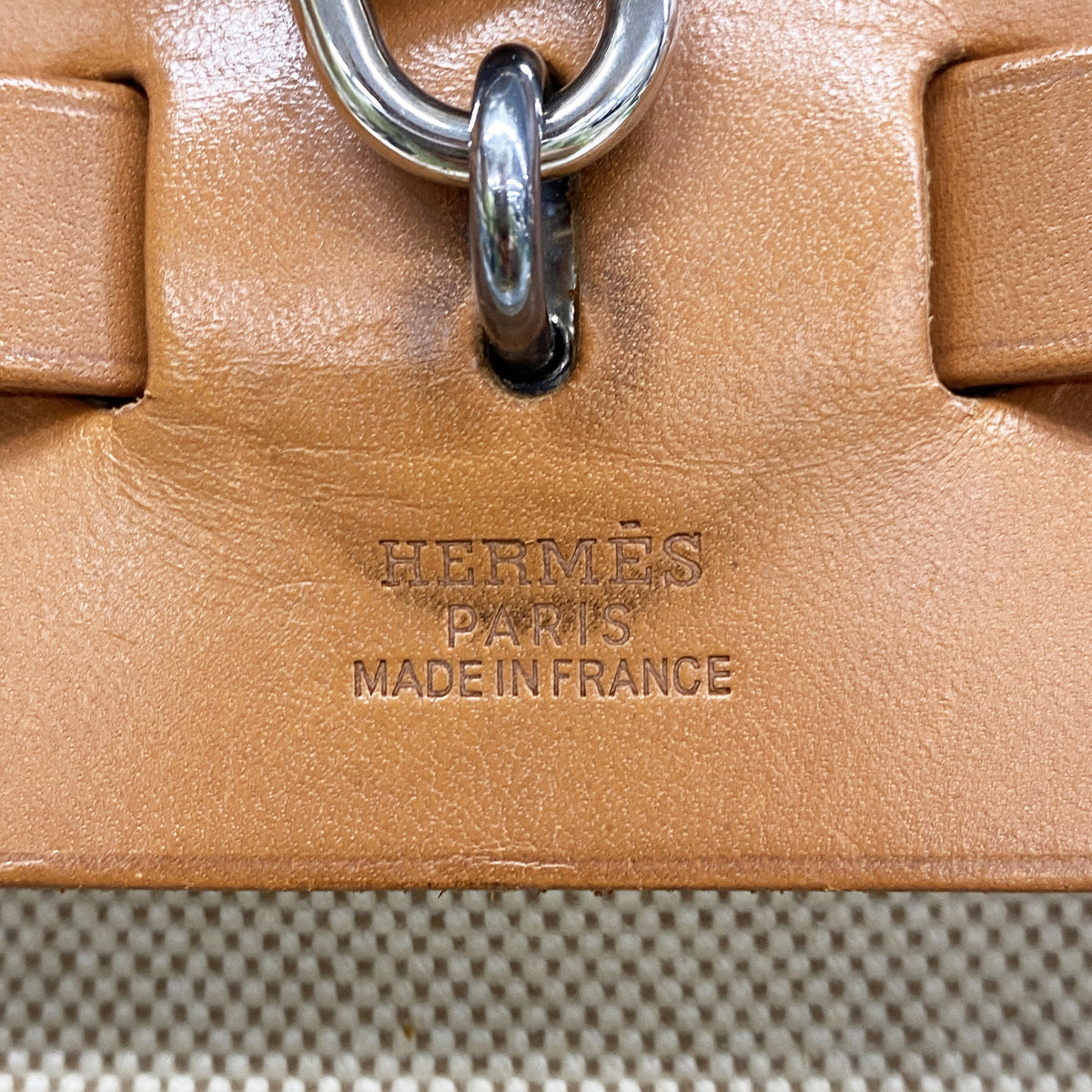 【6id5355】エルメス ハンドバッグ エールバックMM トワルアッシュ ナチュラル シルバー金具 □D刻印【中古】メンズ レディース ユニセックス