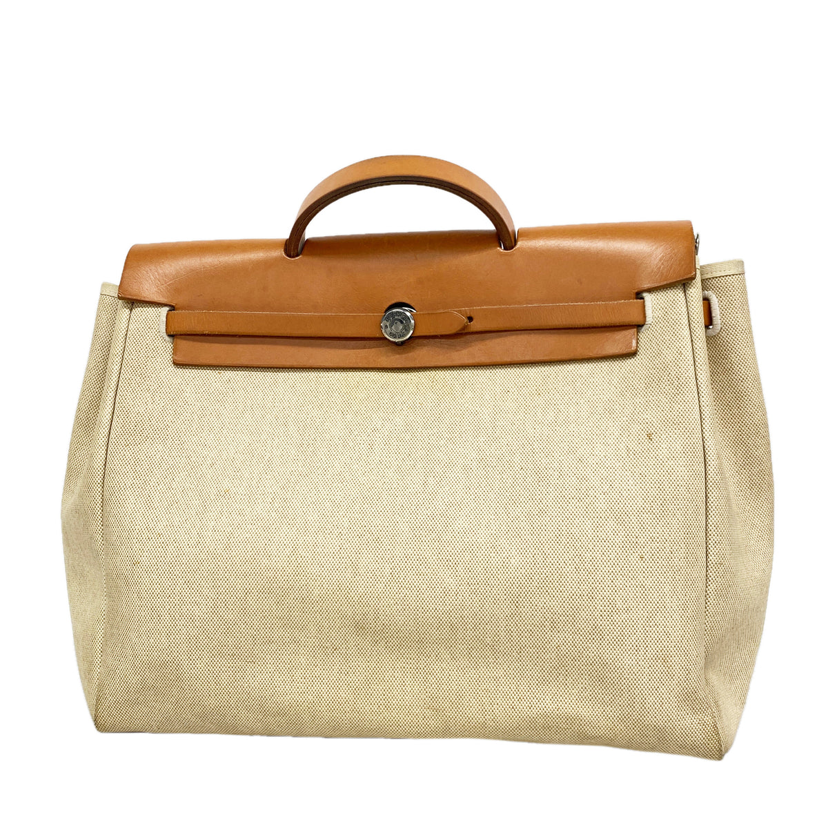 【6id5355】エルメス ハンドバッグ エールバックMM トワルアッシュ ナチュラル シルバー金具 □D刻印【中古】メンズ レディース ユニセックス