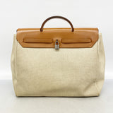 【6id5355】エルメス ハンドバッグ エールバックMM トワルアッシュ ナチュラル シルバー金具 □D刻印【中古】メンズ レディース ユニセックス
