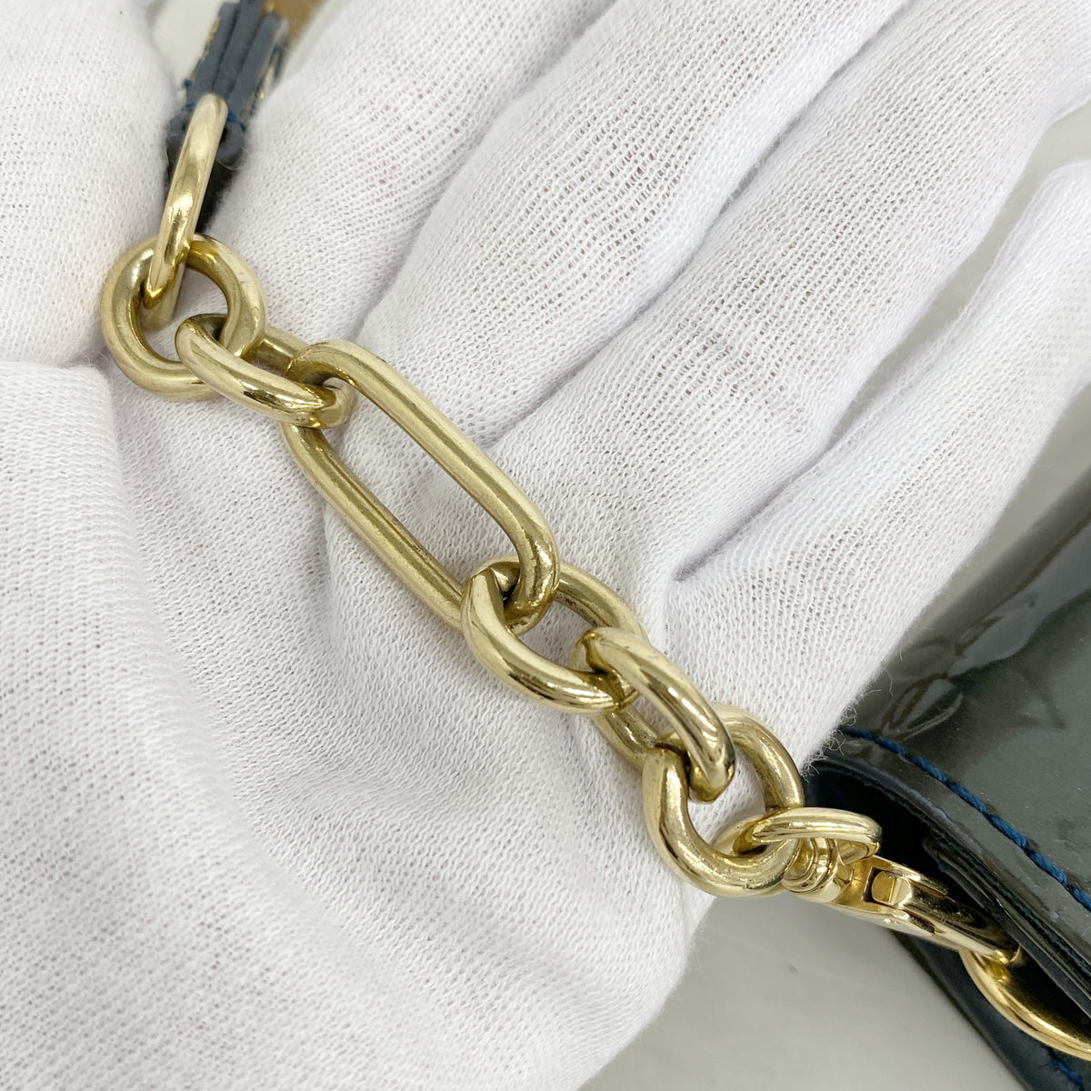 【6id5390】ルイヴィトン ハンドバッグ ヴェルニ サンセットブルーバード M93680 ブルーニュイ【中古】レディース