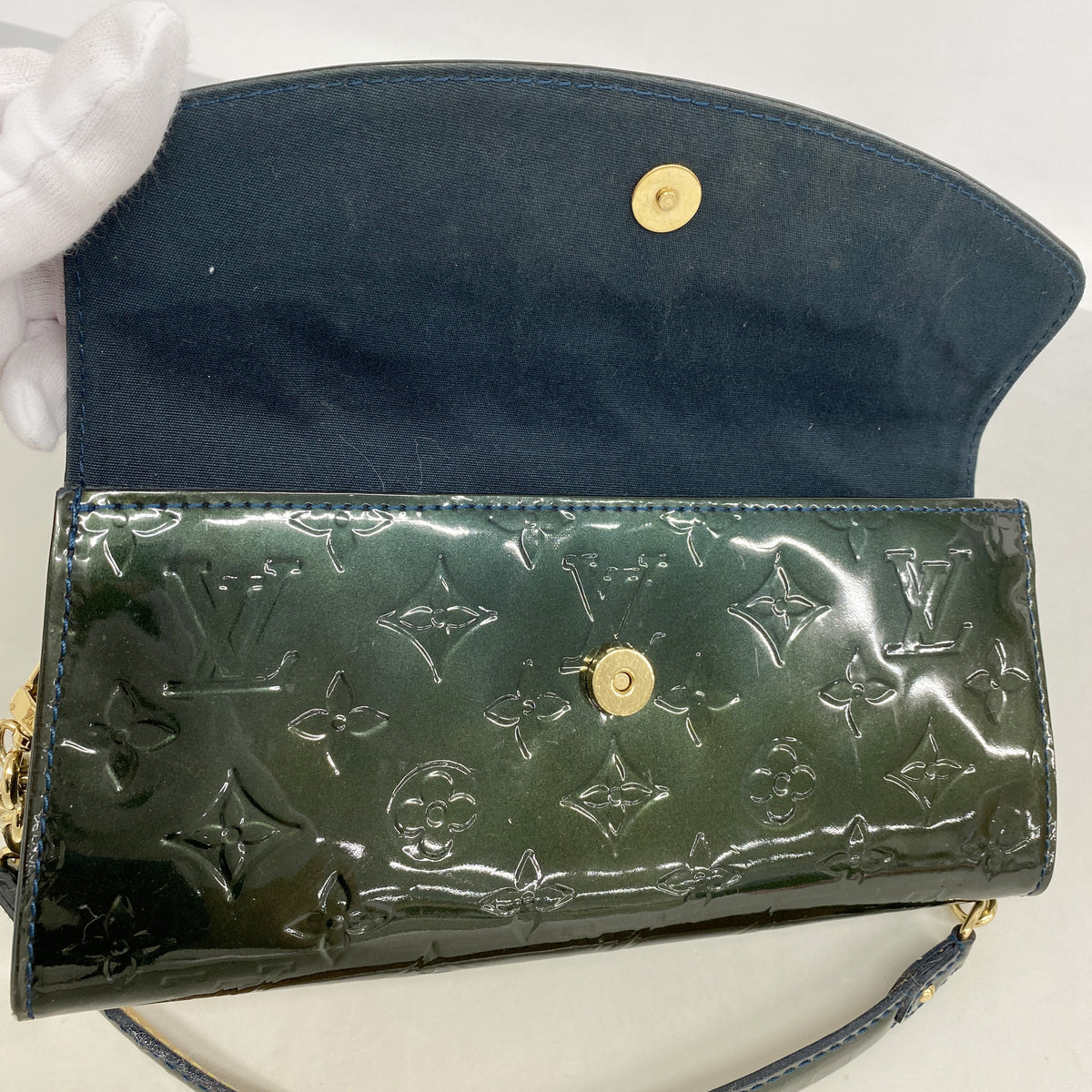 【6id5390】ルイヴィトン ハンドバッグ ヴェルニ サンセットブルーバード M93680 ブルーニュイ【中古】レディース
