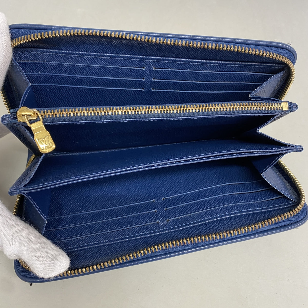 【6id5394】ルイヴィトン 長財布 モノグラム・ジャガードデニム ジッピーウォレット M81226 マリーヌ【中古】メンズ レディース ユニセックス
