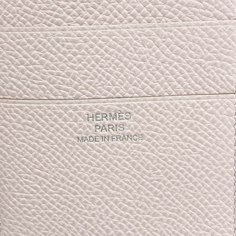 【6id5396】エルメス 三つ折り財布 ベアンコンビネ ヴォーエプソン モーヴペール シルバー金具 W刻印【中古】レディース