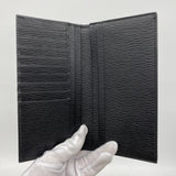 【6id5397】サルヴァトーレフェラガモ 長札入れ レザー ブラック シルバー金具【中古】メンズ