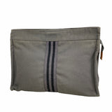 【6id5407】エルメス ポーチ フールトゥポーチ キャンバス グレー シルバー金具【中古】メンズ レディース ユニセックス