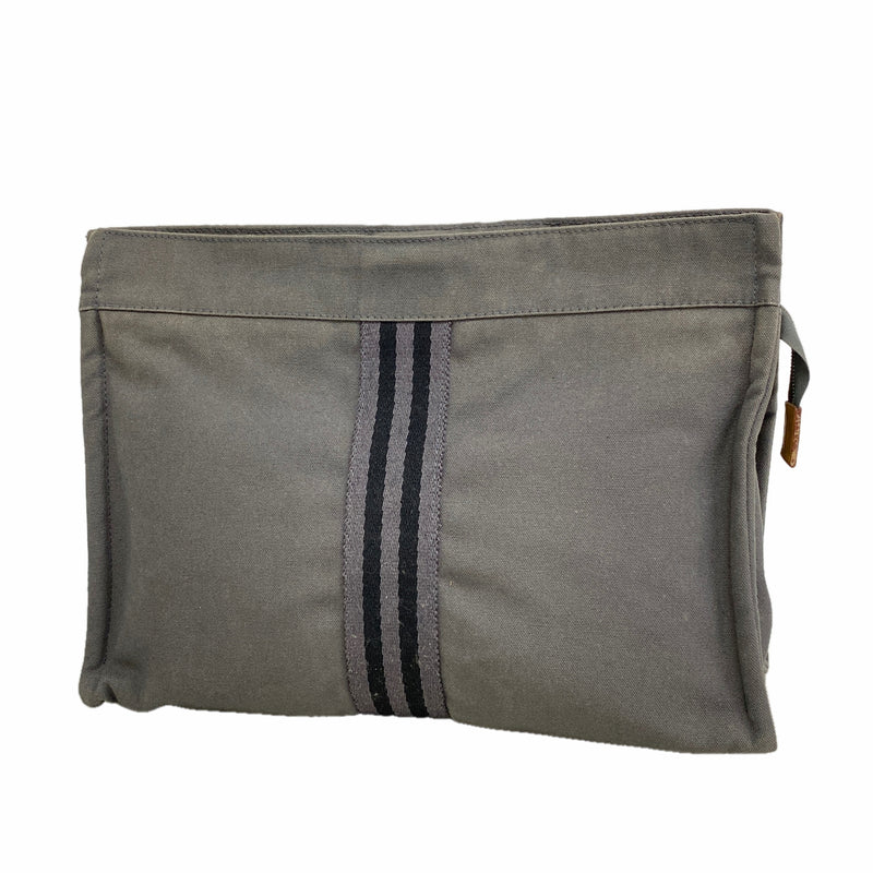 【6id5407】エルメス ポーチ フールトゥポーチ キャンバス グレー シルバー金具【中古】メンズ レディース ユニセックス
