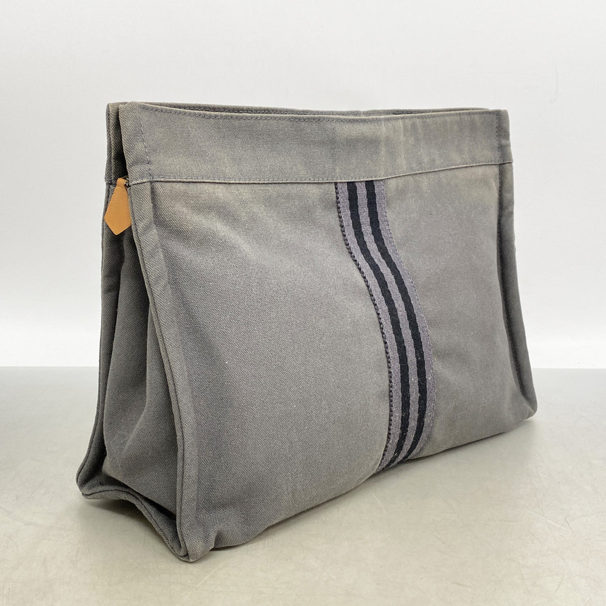 【6id5407】エルメス ポーチ フールトゥポーチ キャンバス グレー シルバー金具【中古】メンズ レディース ユニセックス